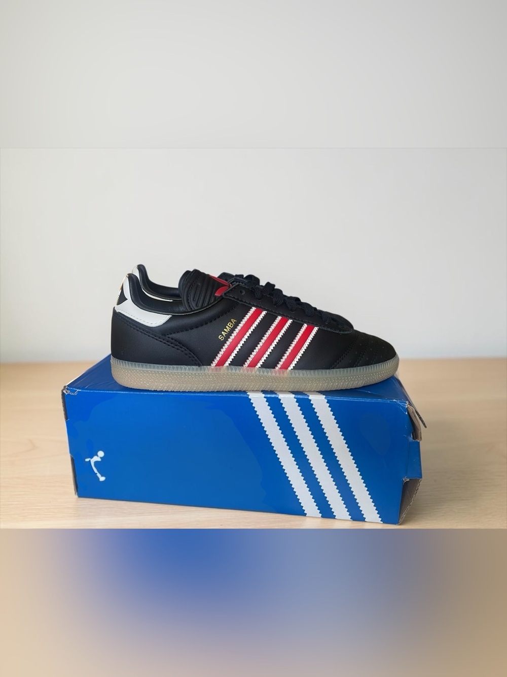 adidas Samba JP Size 5.5Y Big Kid Core Brand New Black / Red / Gum